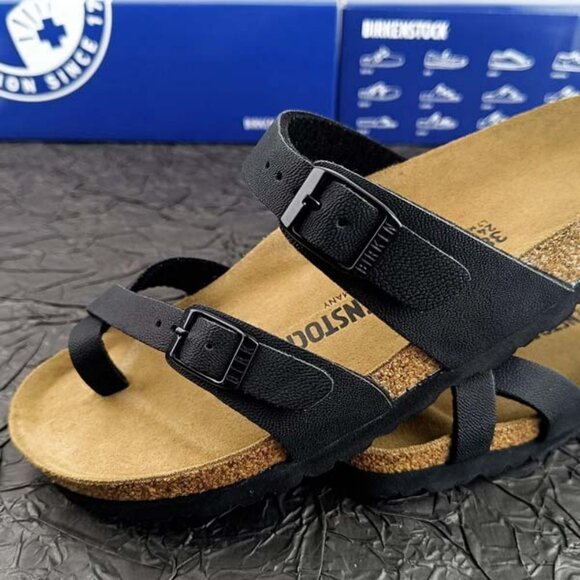 Birkenstock Mayari Birko-Flor Black Leather Sandals - Picture 3 of 6